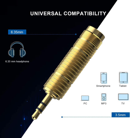Headphone Adapter 6.35Mm (1/4 Inch) Male to 3.5Mm (1/8 Inch) Female and 3.5 Mm Male Plug to 6.35 Mm Female Jack, Audio Stereo TRS Converter Adapters (4 -Pack Gold Plated)