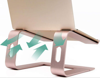 Ergonomic Aluminum Laptop Mount | Computer Stand & Holder - Compatible with Macbook, HP, Lenovo, Samsung, Huawei & More (10-17.3" Laptops) - Rose Gold